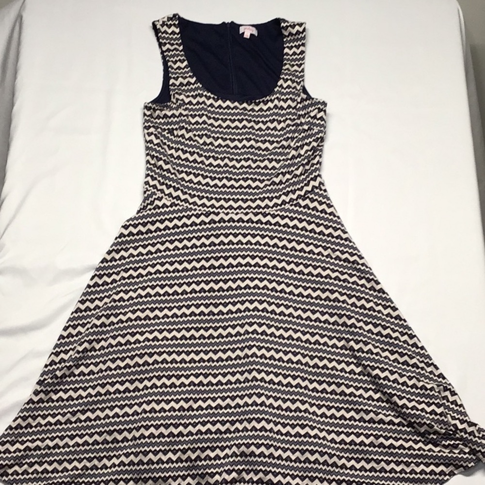 🌼‎ STITCH FIX PIXLEY NAVY GRAY& WHITE DRESS. SIZE M